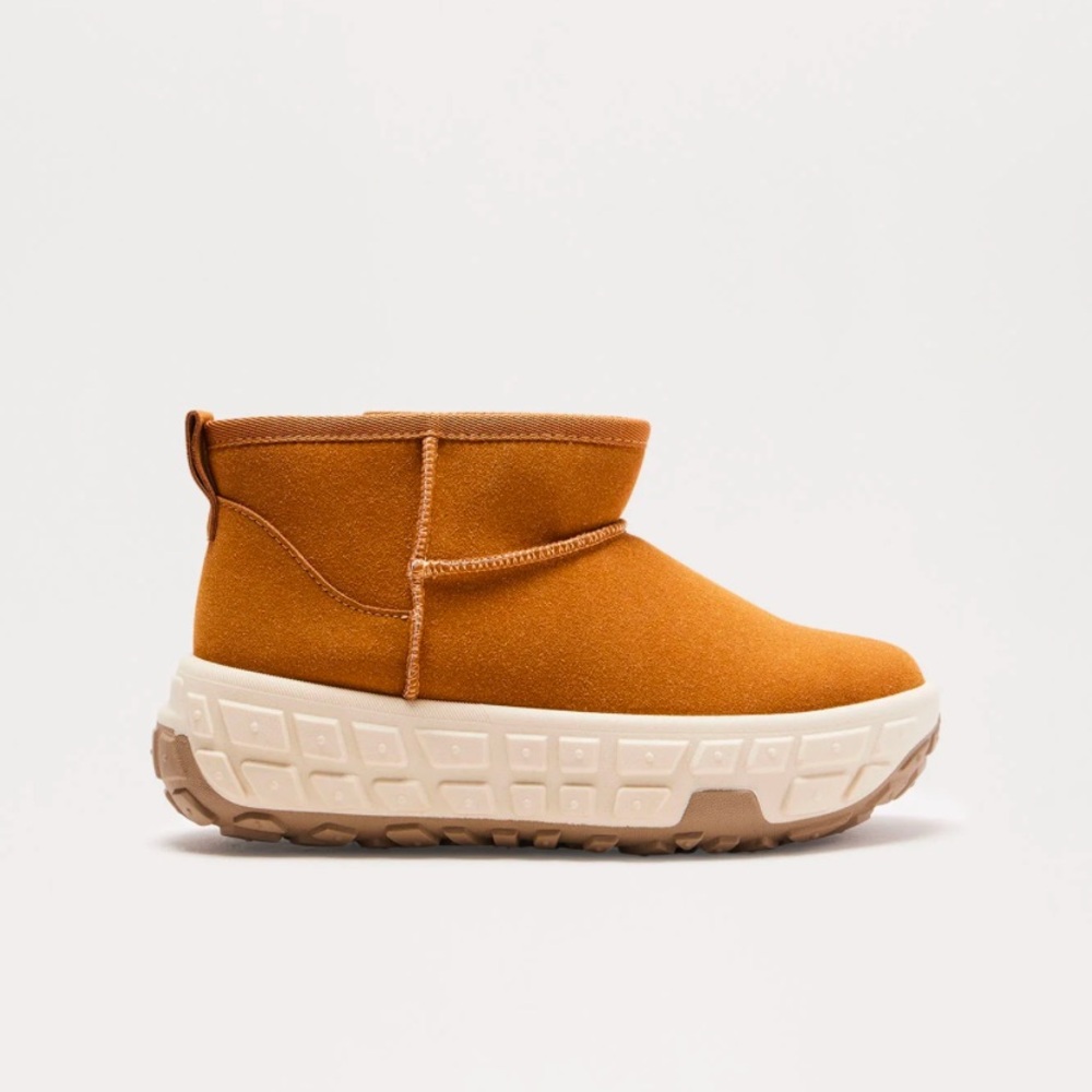 Platform fur lined booties